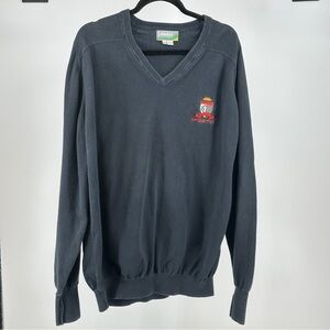 Men’s XXL Vintage‎ 80’s Navy Blue 100% Cotton V-Neck Sweater Made in USA